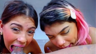 Very ruthless double blowjobs from these Latinas on RONI’s cock