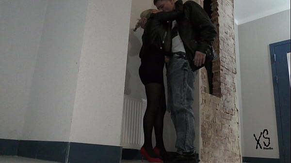 Blonde MILF sucked and fucked after nightclub on back stairs