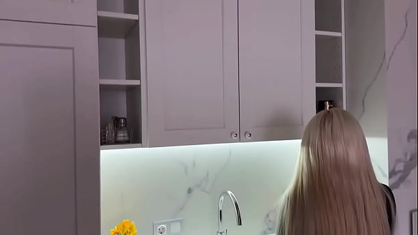 Sexy blonde in black stockings loves to fuck. Amateur russian couple