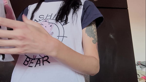 Horny Maid Tries On Her New Outfit and Cleans the Mirror Sensually