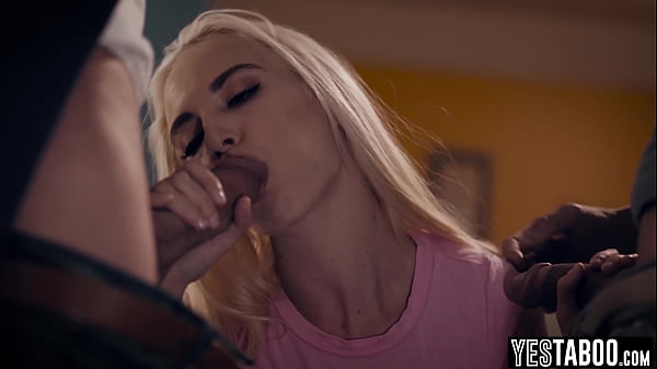 Skinny Russian teen stepdaughter double penetrated by her stepdad